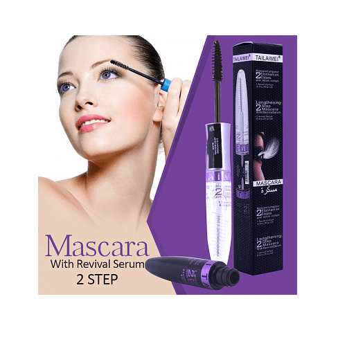Фиксирующая тушь для ресниц 2 в 1 Tailaimei Lengthening 2 Step Mascara With Revival Serum