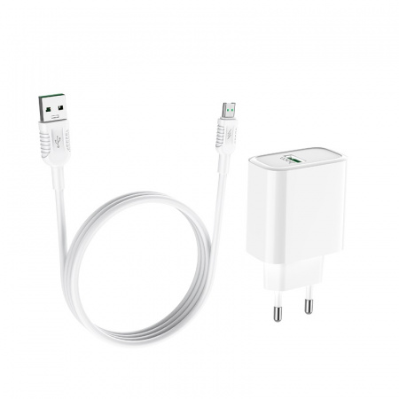 Зарядное устройство HOCO C69A 5A, белый, microUSB,22.5W, быстрая зарядка