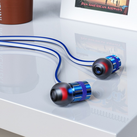 Проводные наушники BOROFONE BM48 Acoustic, Jack 3.5mm, 1.2 м, синий, контроллер с микрофоном