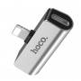 Переходник HOCO LS25, Lightning - Jack 3.5, 2А, серебристый