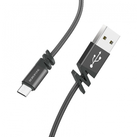 Кабель Borofone BX27 USB - micro USB, 1 м серый