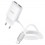 Зарядное устройство HOCO C82A Real, 2.4A, белый, кабель Lightning