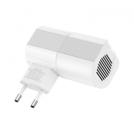 Зарядное устройство BOROFONE BA44A Sage USB, 2.1A, белый, два порта
