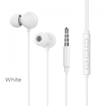 Проводные наушники BOROFONE BM45 Sound, Jack 3.5mm, 1.2 м, Белый, контроллер с микрофоном