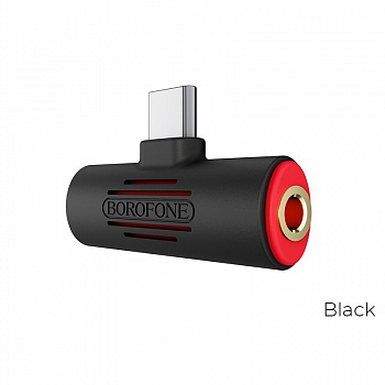 Переходник BOROFONE BV8 Type-C 2-in-1, Type-C - Jack 3.5/Type-C, 1.5А, черный