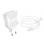 Зарядное устройство BOROFONE BA45A Max Lightning, 2.4A, белый, кабель BX19 Huiyi