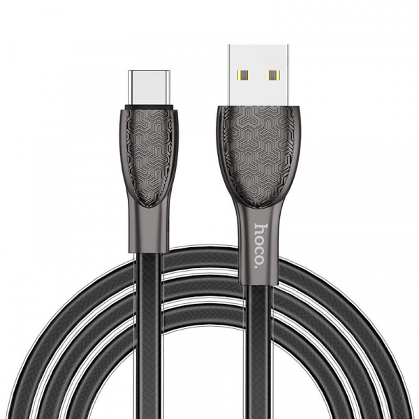 Кабель hoco U52 Bright, USB - USB Type-C, 1.2 м, черный