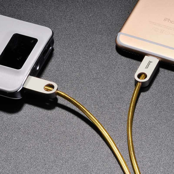 Кабель Hoco U8 Zinc alloy, lightning, 1 м, золотой