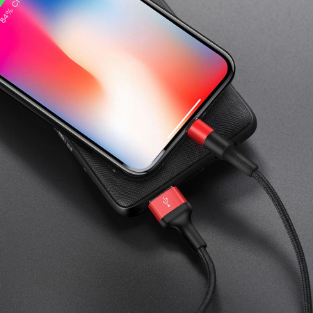 Кабель Hoco X26, lightning, 1 м, черно-красный