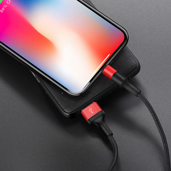 Кабель Hoco X26, lightning, 1 м, черно-красный