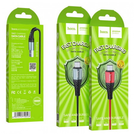 Кабель Hoco X38 USB - micro USB, 1 м красный
