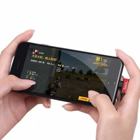 Адаптер аудио-переходник Hoco LS18 для Apple, красный
