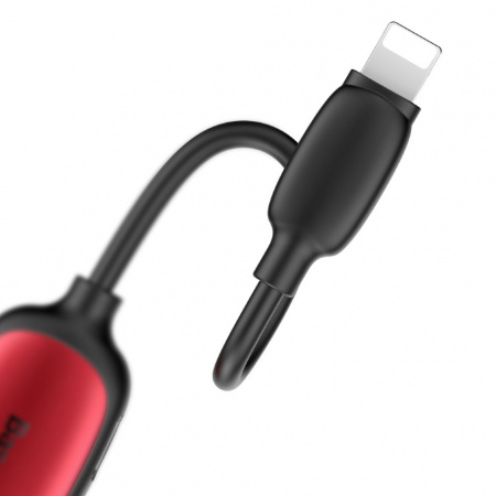 Переходник Baseus 3-в-1 L51 CALL51-S2, Apple Lightning - mini jack 3.5 mm, красный