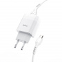 Зарядное устройство HOCO C73A Glorious, 2.4A, белый, кабель micro USB