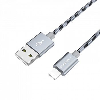 Кабель Borofone BX9 MagicSync, lightning, 1 м, серый