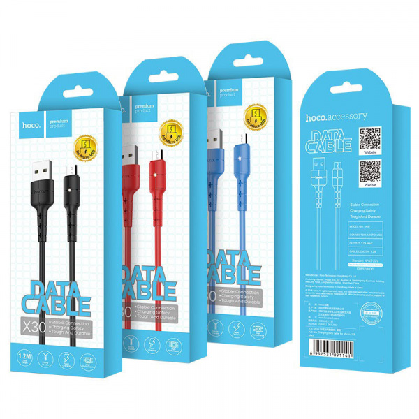 Кабель Hoco X30 USB - micro USB, 1.2 м синий