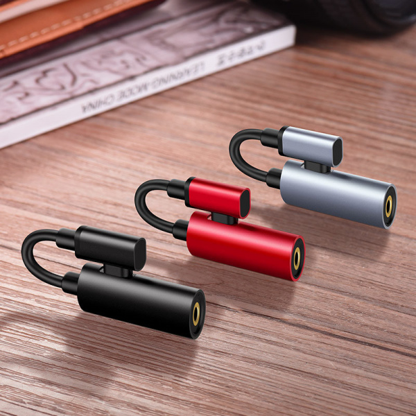 Переходник Hoco LS19 Type-C 2 в 1, mini jack 3.5 mm, красный