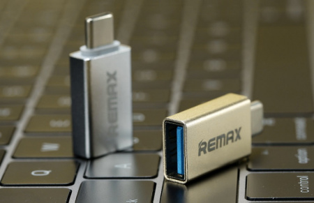 Переходник Remax RA-OTG1, USB - USB Type-C, серебристый