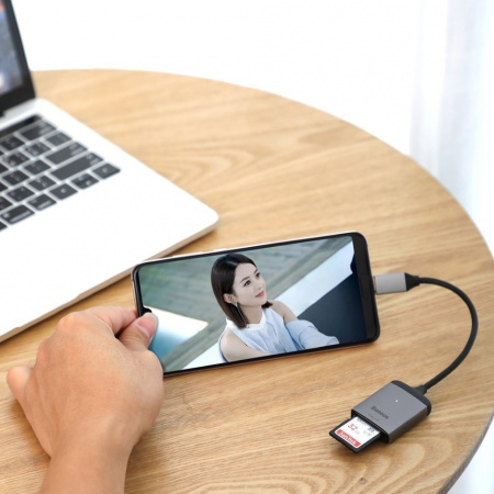 Адаптер Baseus CAHUB-P0G Enjoy, USB Type-C - SD и microSD