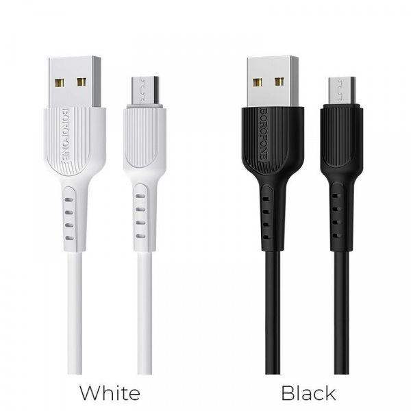 Кабель Borofone BX16 USB - micro USB, 1 м черный