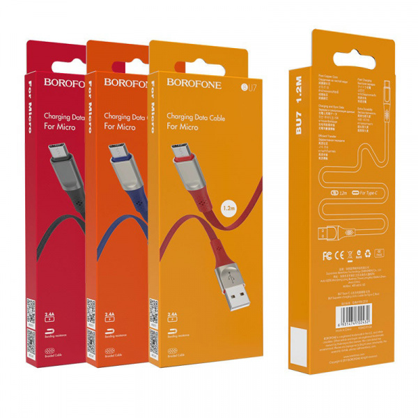 Кабель Borofone BU7 Superior USB - micro USB, 1.2 м черный