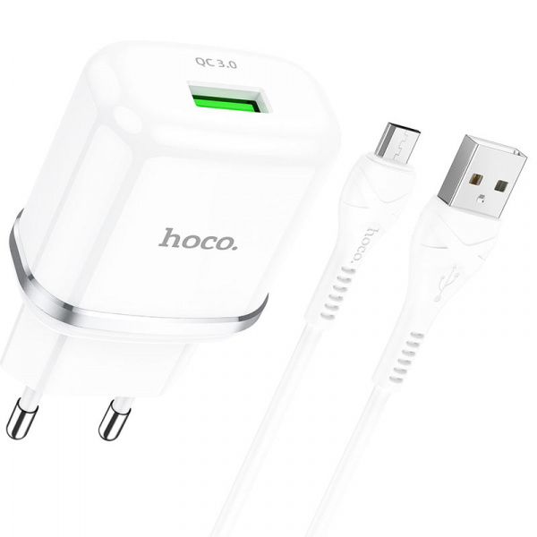 Зарядное устройство HOCO N3 Special, 3A, белый, кабель micro USB