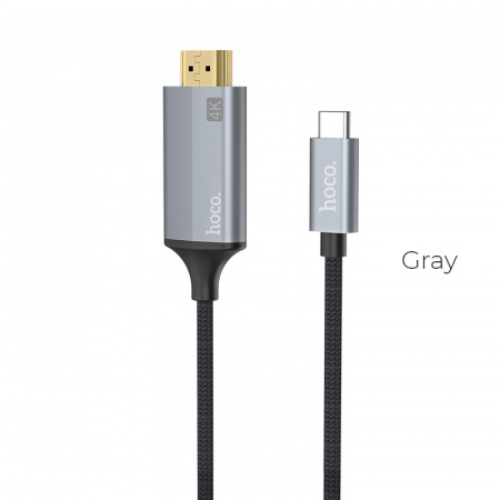 Кабель HDMI HOCO UA13 Type-C - HDMI, 1.8 м, серый, 4K