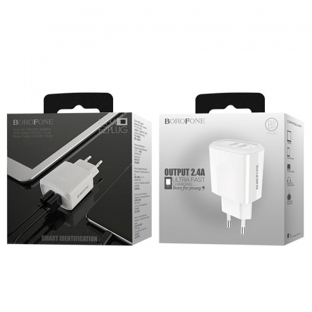 Сетевое зарядное устройство Borofone BA3A, 2 USB, 2.4A