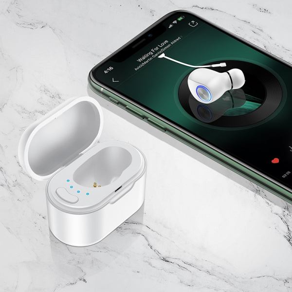 Беспроводные наушники BOROFONE BC29 Lambent Mini, Bluetooth, 50 мАч, Белый, 220 мАч бокс, Hands-free