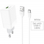 Зарядное устройство BOROFONE BA47A Mighty, 3A, белый, кабель Type-C BX19 Huiyi