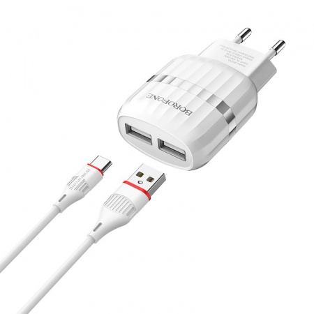 Комплект зарядки Type-C BA24A, 2 USB, 2.1А, белый