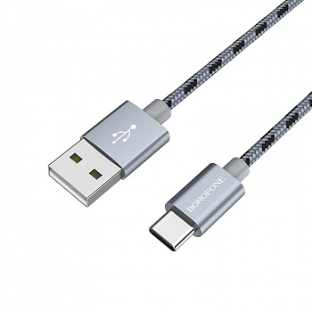 Кабель Borofone BX24, USB - USB Type-C, 1 м, серый