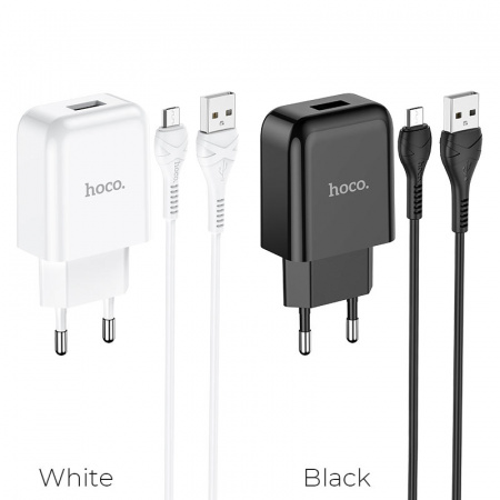 Зарядное устройство HOCO N2 Vigour single, 2A, черный, кабель micro USB