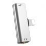 Переходник HOCO LS25, Lightning - Jack 3.5, 2А, серебристый