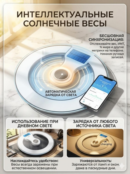 Интеллектуальные bluetooth весы Electric Personal Scale Toye-20 с солнечной зарядкой