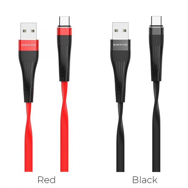 Кабель Borofone BU4, USB - USB Type-C, 1.2 м, красный