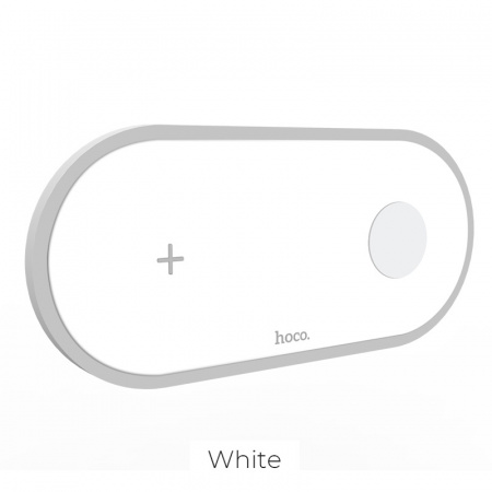 Беспроводное зарядное устройство HOCO CW20 Wisdom 2-in-1, 2A, 10W, белый, 2W for iwatch