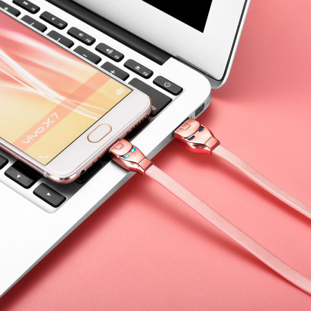 Кабель Hoco U14 Steel USB - micro USB, 1.2 м розовый