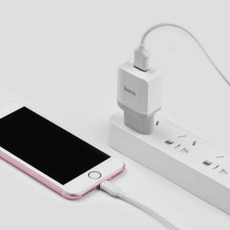 Комплект зарядки Micro USB Hoco C22A, 1 USB, 2.4А, белый
