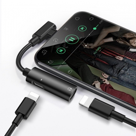 Адаптер аудио-переходник Hoco LS18 для Apple, красный