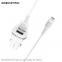Автомобильное зарядное устройство BOROFONE BZ13 Extreme 2*USB, 2.4A, белый, кабель MicroUSB