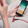 Переходник HOCO LS17, Lightning - Jack 3.5/Lightning, 2А, красный
