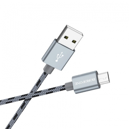 Кабель Borofone BX24 USB - micro USB, 1 м серый
