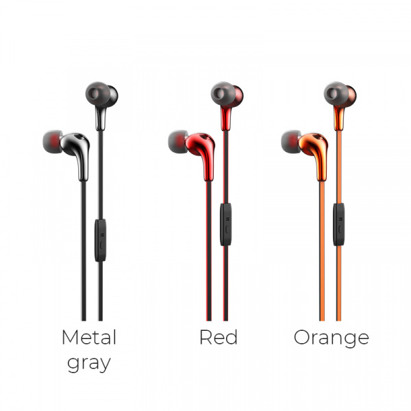 Проводные наушники HOCO M30 Glaring, Jack 3.5mm, 1.2 м, красный, контроллер с микрофоном