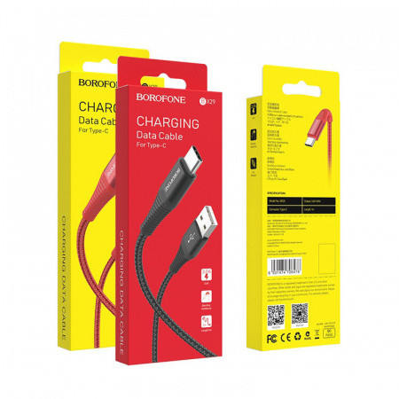 Кабель Borofone BX29 Endurant, USB - USB Type-C, 1 м, красный