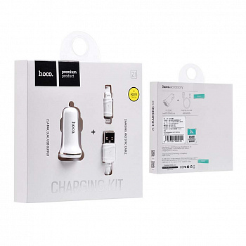 Автомобильное зарядное устройство Hoco Z1, Micro USB, белый