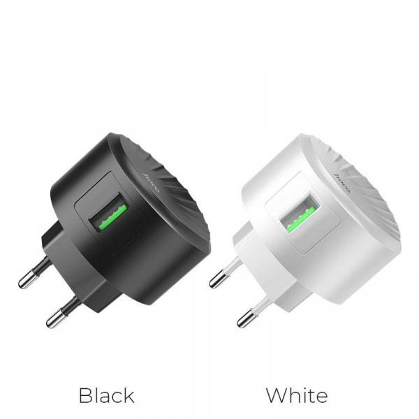 Сетевое зарядное устройство Hoco C68A QC3.0, 1 USB, 2.4А, Quick charge 3.0, белый