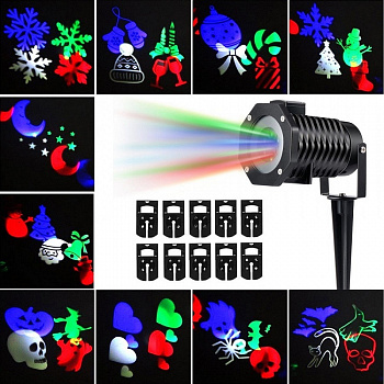Светодиодный проектор 10 слайдов Christmas Led Projector Light
