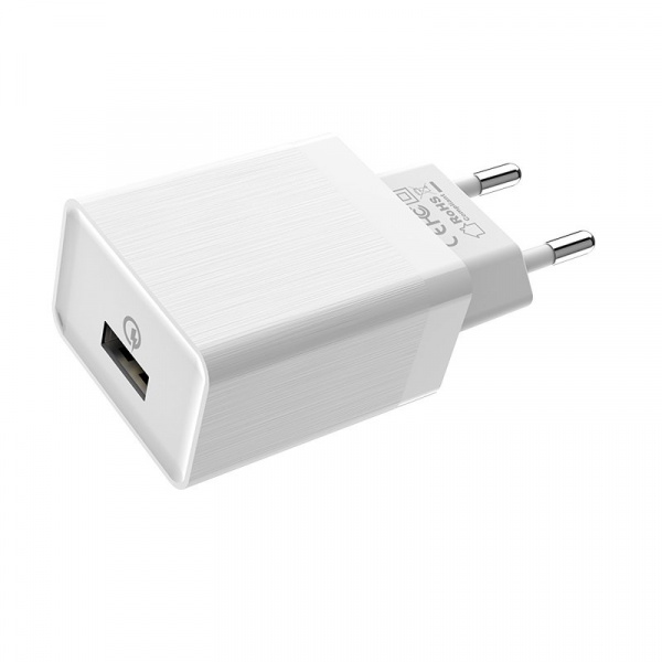 Сетевое зарядное устройство Borofone BA17A QC3.0, 1 USB, Quick Charge 3.0, белый