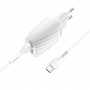 Зарядное устройство HOCO C78A Max energy, 2.4A, белый, кабель Type-C